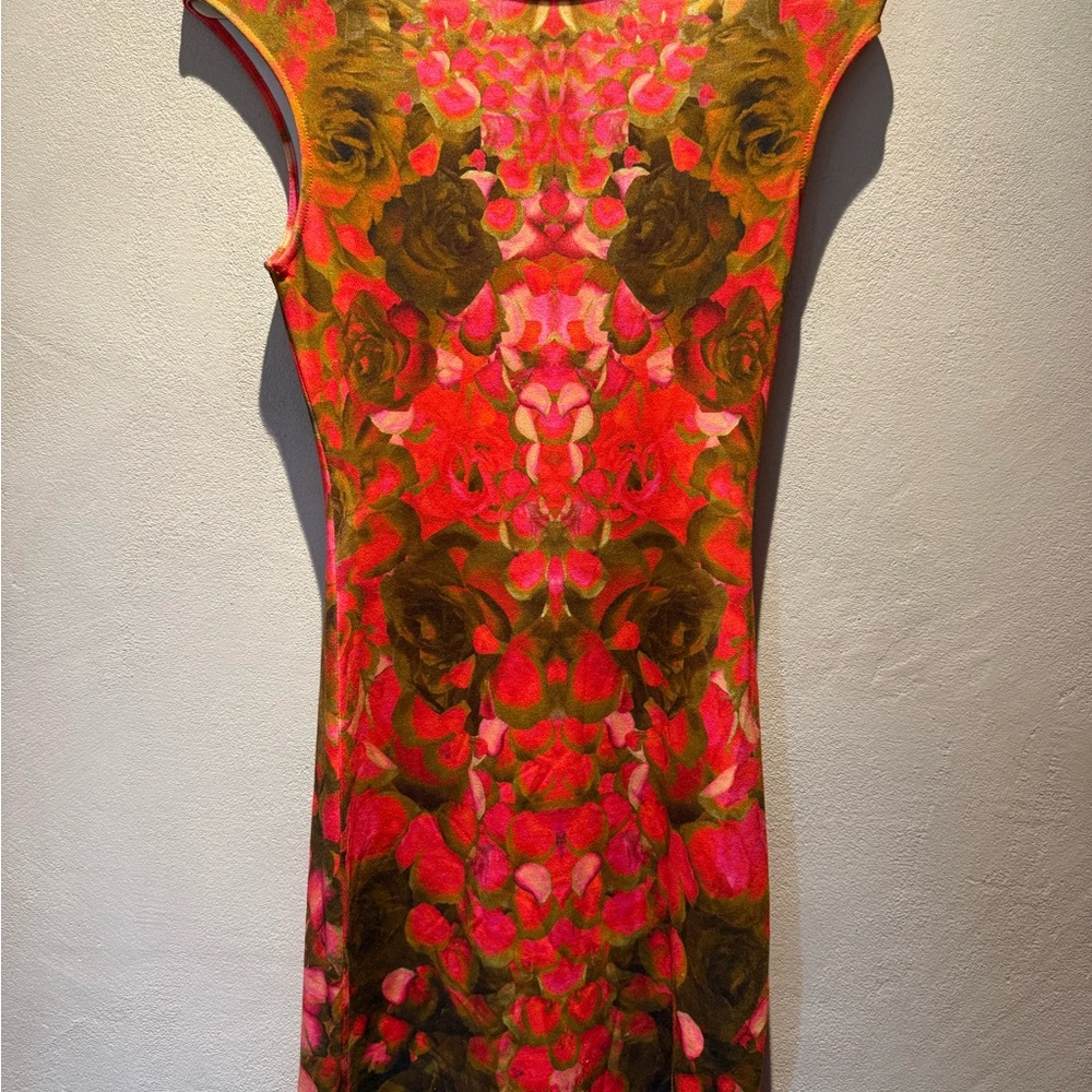 Alexander McQueen Fuschia and Olive Cocktail Dress - Medium (fits like small)